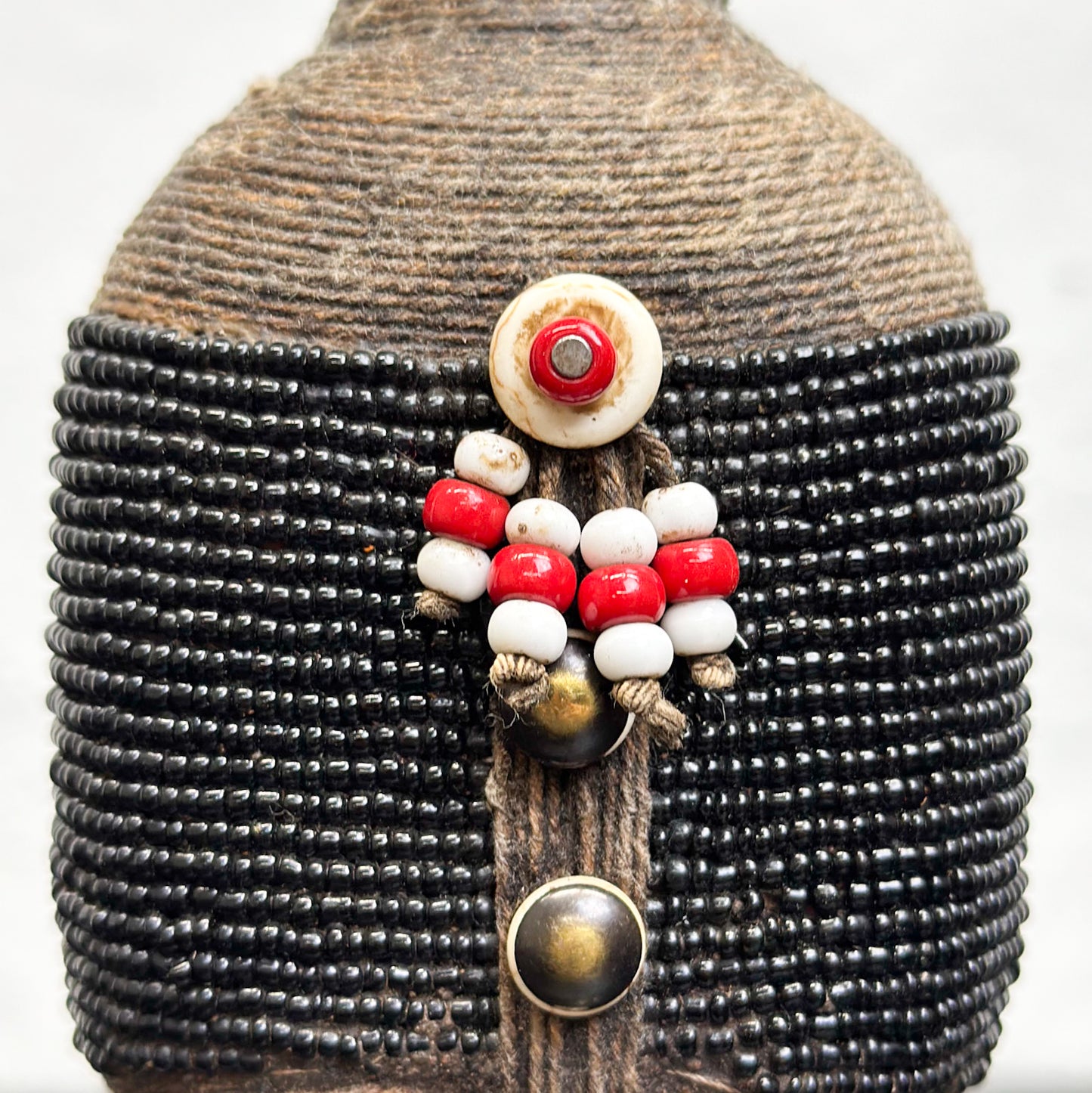 Black Beaded Namji Doll with Trade Bead Belt - Cameroon