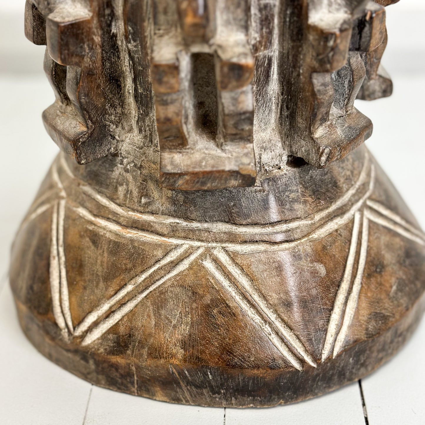 Vintage Baule Stool with Figures - Ivory Coast