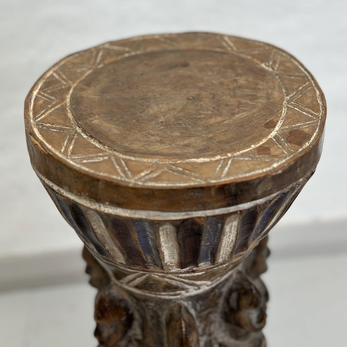 Vintage Baule Stool with Figures - Ivory Coast