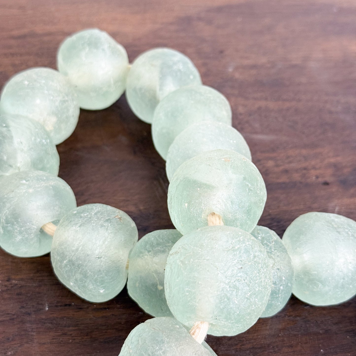 Mint Green Glass Beads - Ghana