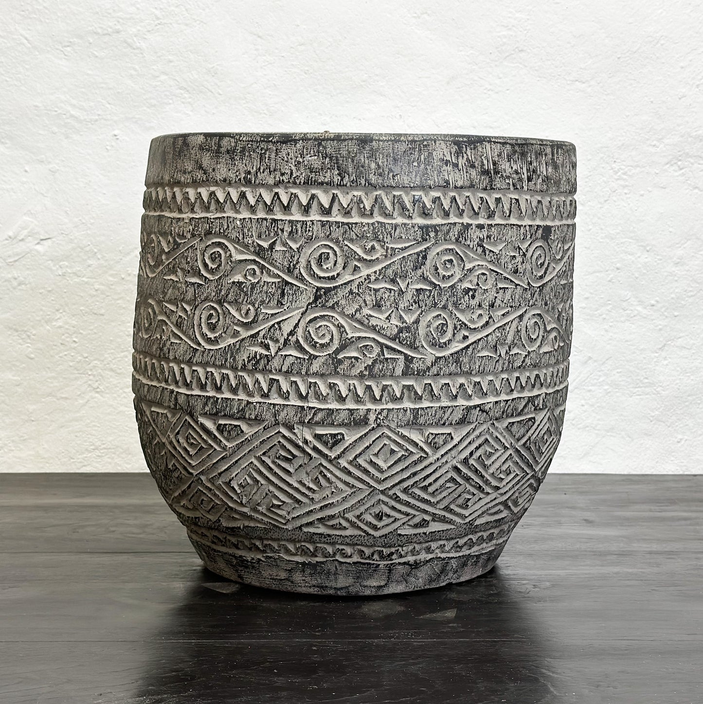 Carved Timor Coconut Palm Pot