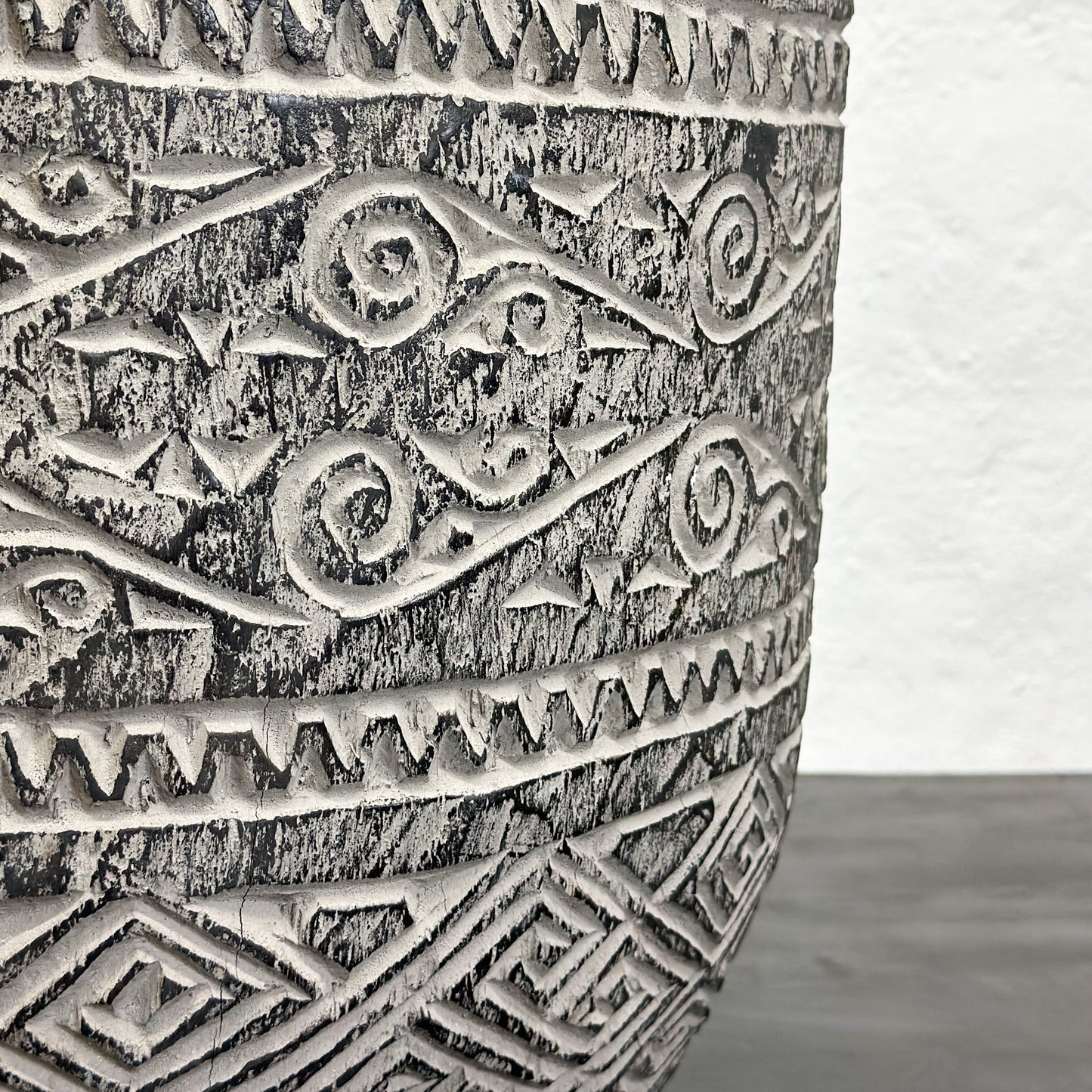 Carved Timor Coconut Palm Pot
