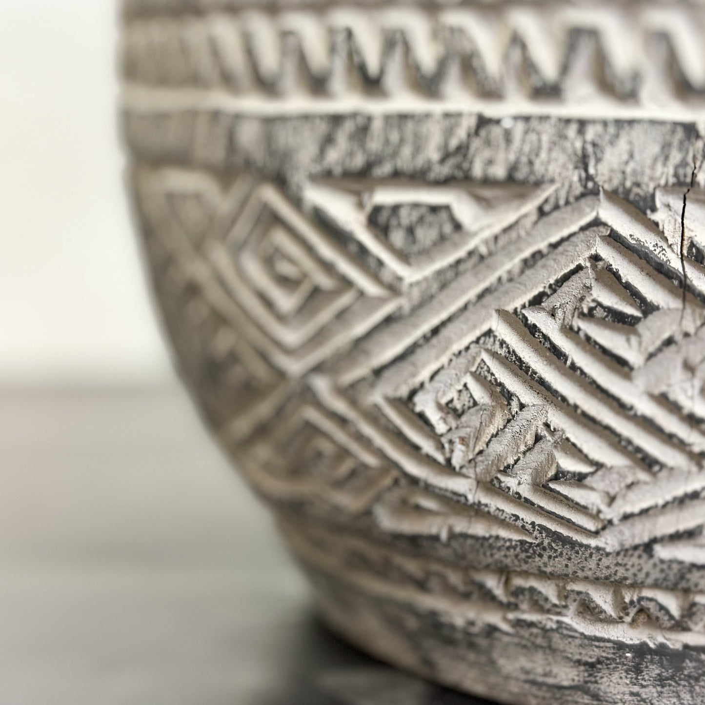 Carved Timor Coconut Palm Pot