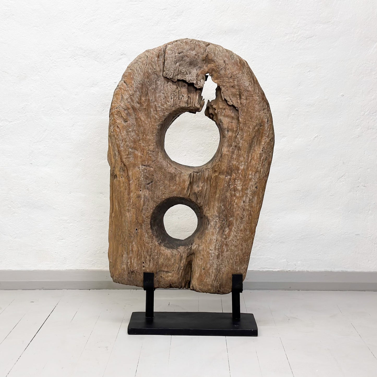 Teak Lesung Sculpture on Stand