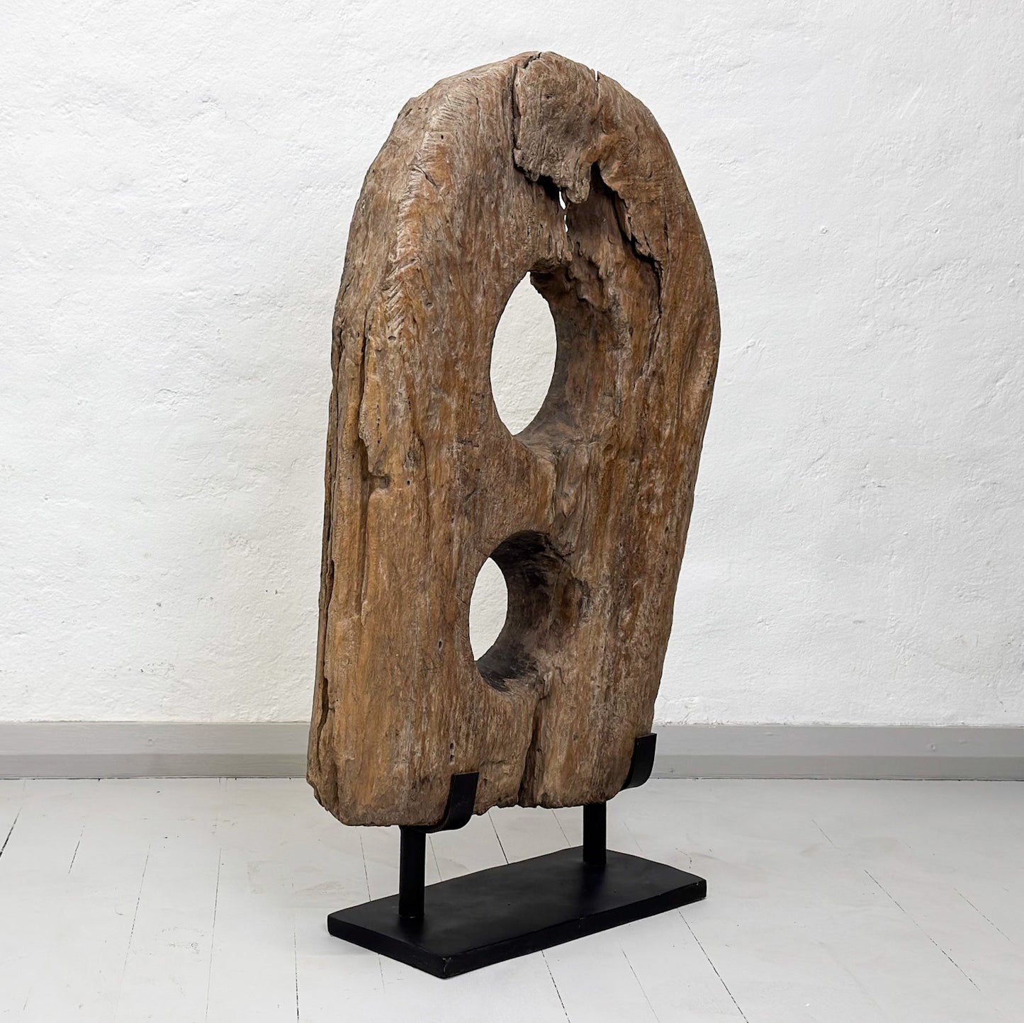 Teak Lesung Sculpture on Stand