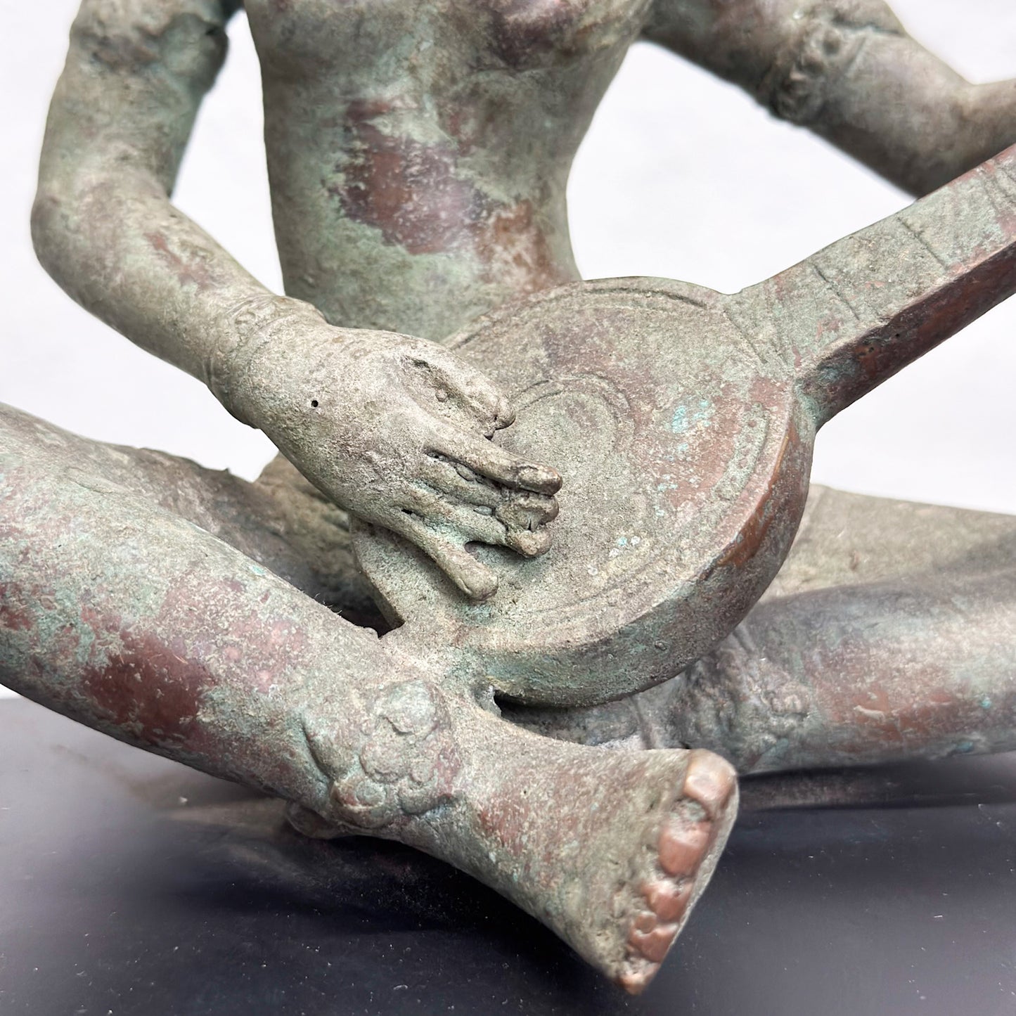 Bronze Buddha Playing Sitar on Base