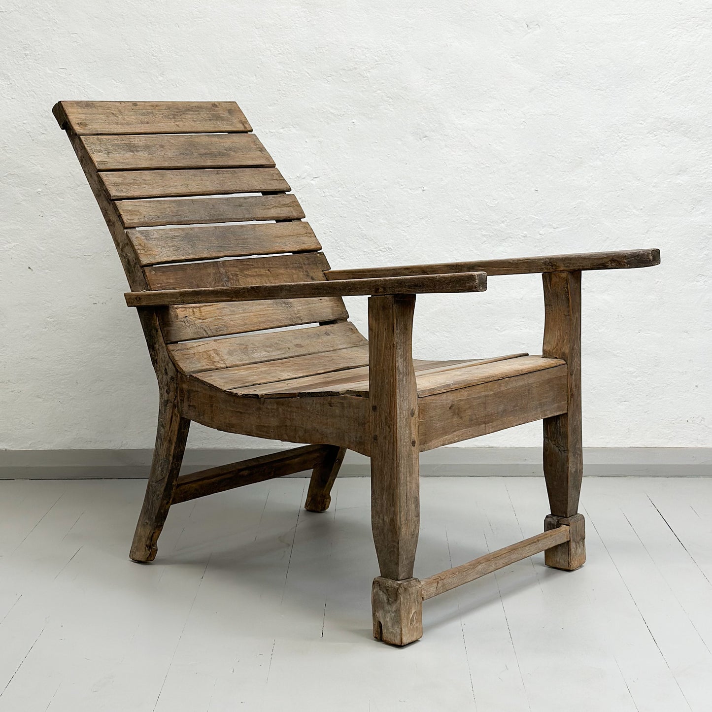 Vintage Slatted Timber Reclining Chair