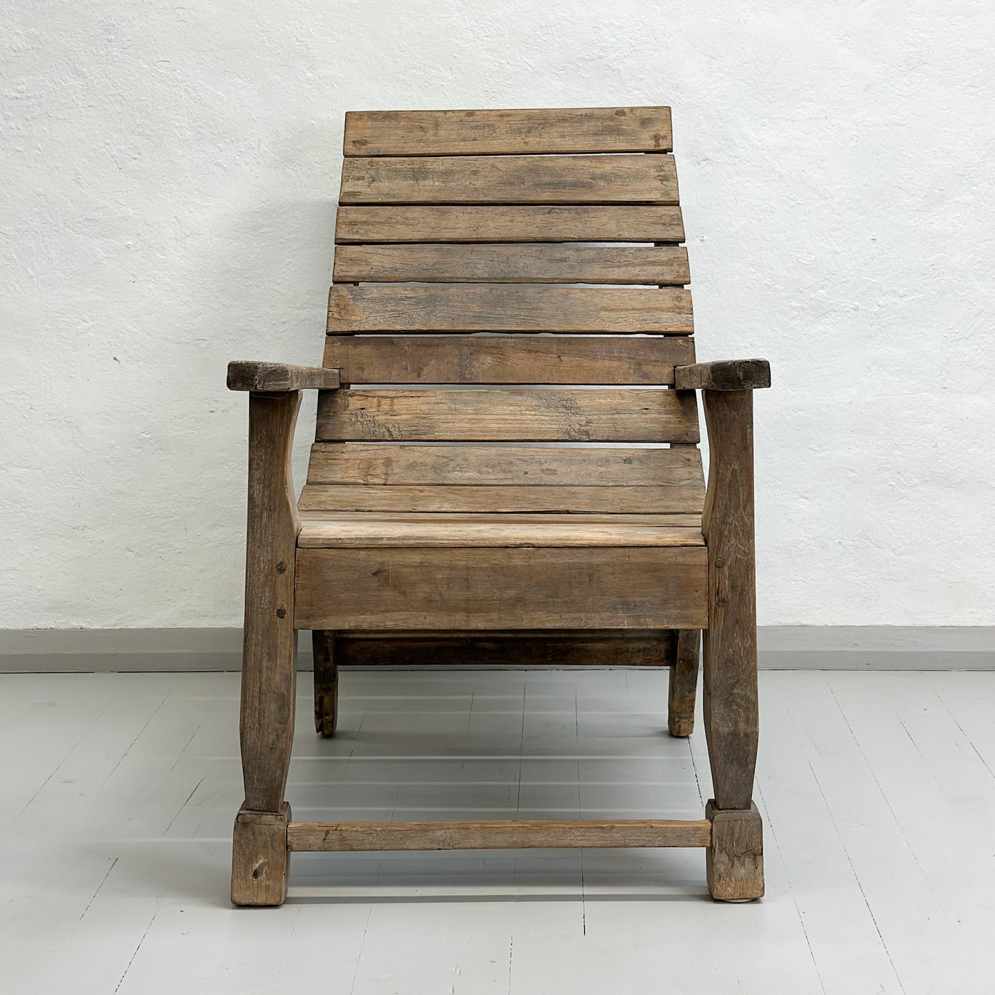 Vintage Slatted Timber Reclining Chair