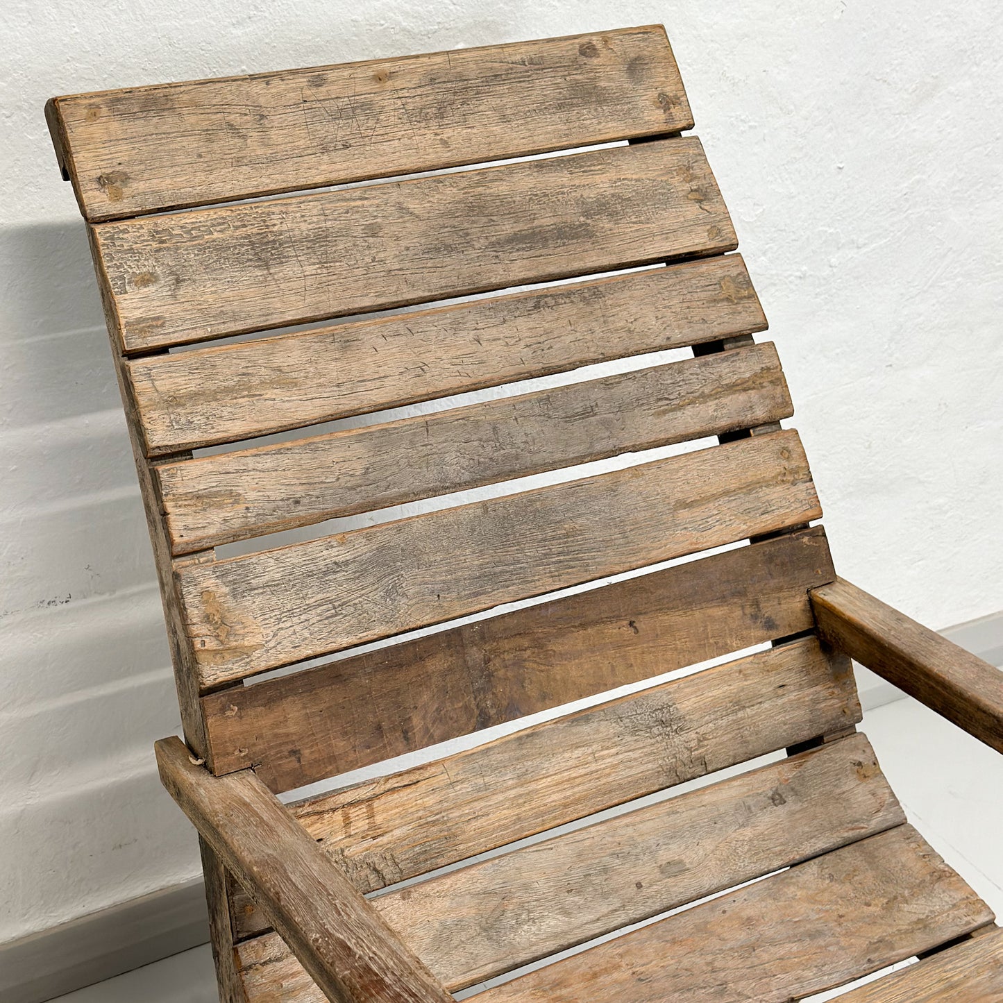 Vintage Slatted Timber Reclining Chair