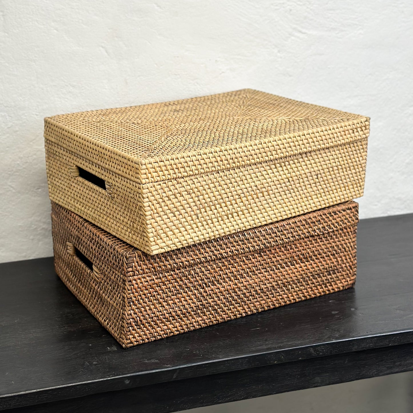 Rectangular Rattan Storage Box with Lid