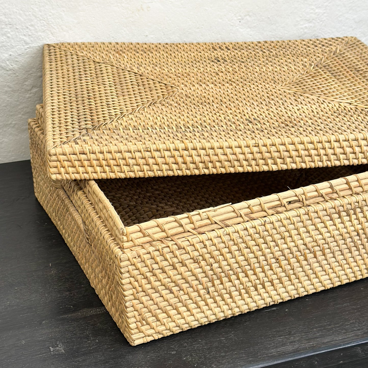Rectangular Rattan Storage Box with Lid