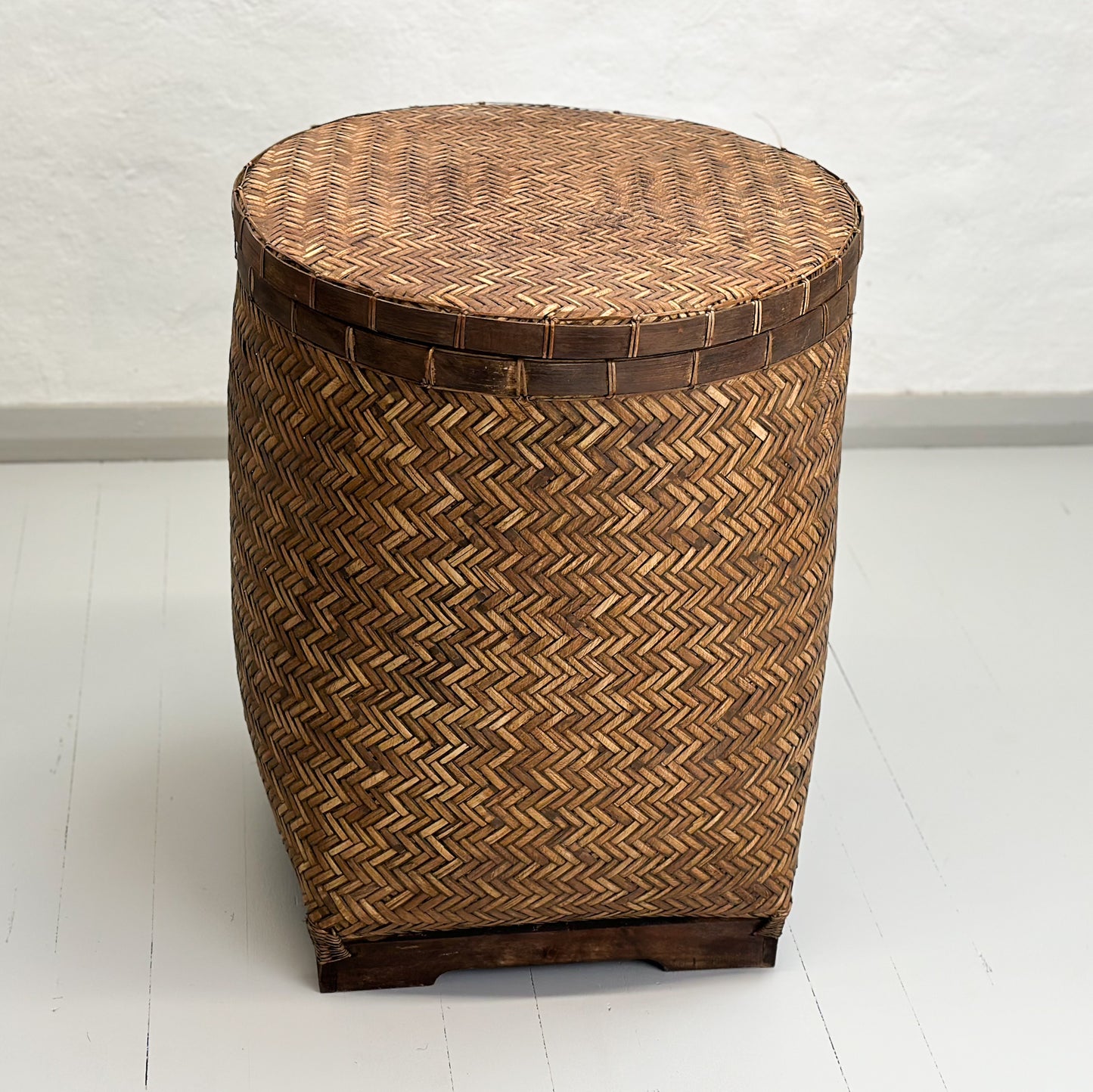 Vintage Lidded Rattan Basket