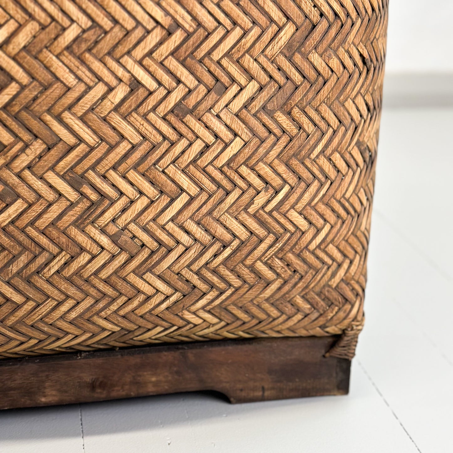 Vintage Lidded Rattan Basket