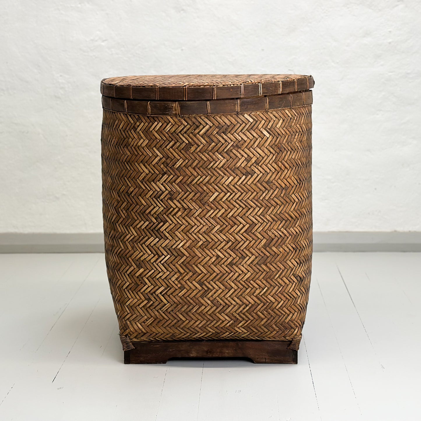 Vintage Lidded Rattan Basket