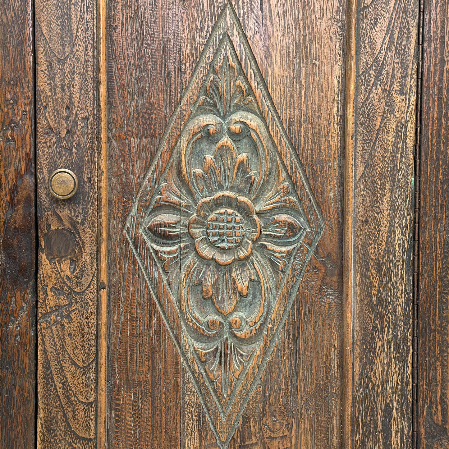 Narrow Carved Javanese Cabinet