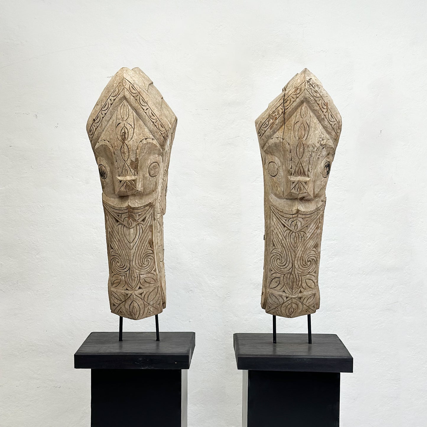 Carved Lion Batak Statue on Stand