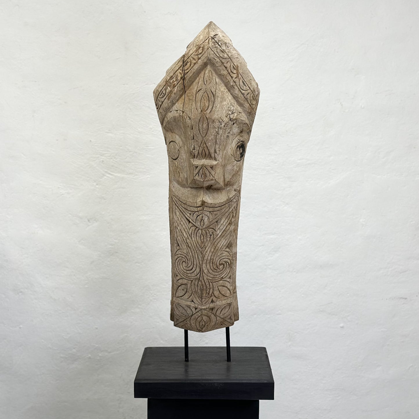 Carved Lion Batak Statue on Stand