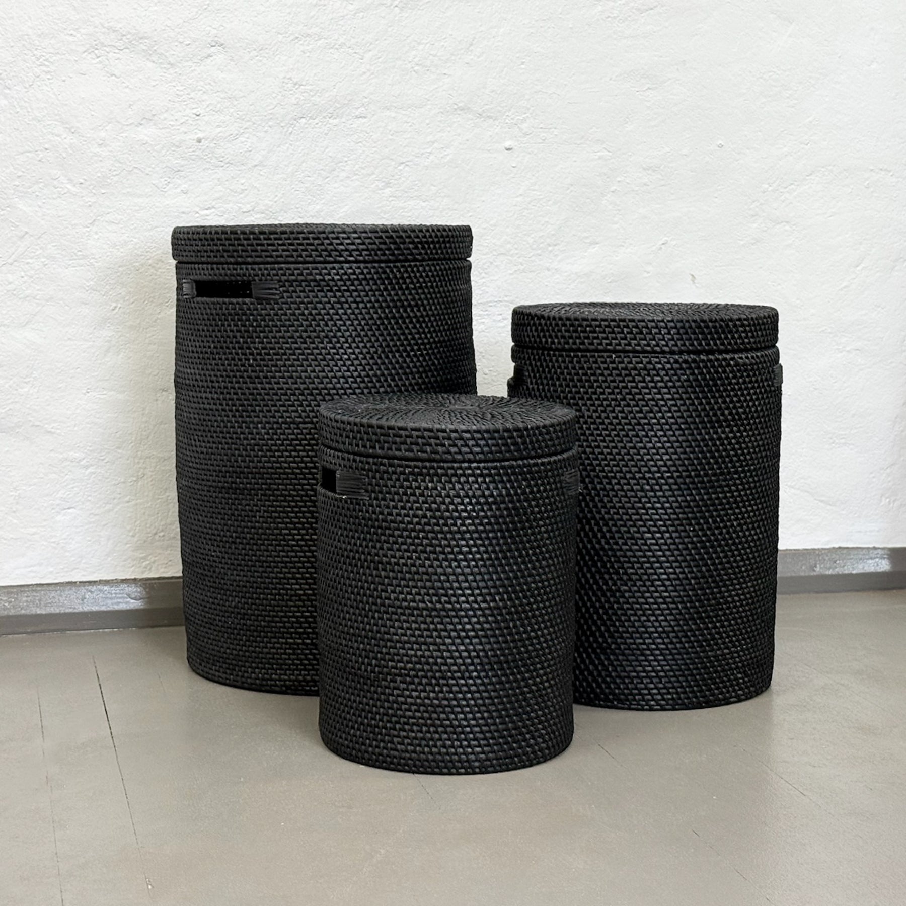 Black Rattan Laundry Hamper