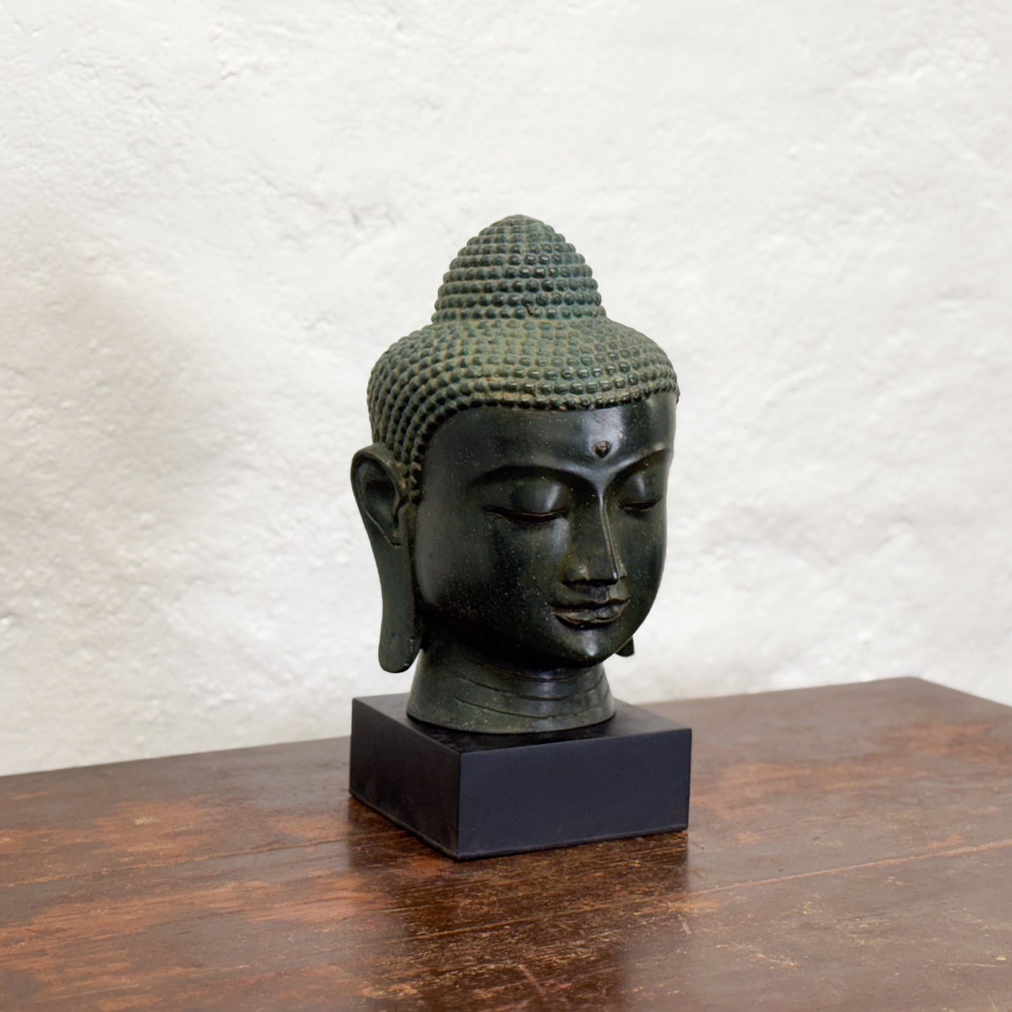 Bronze Buddha Head on Stand
