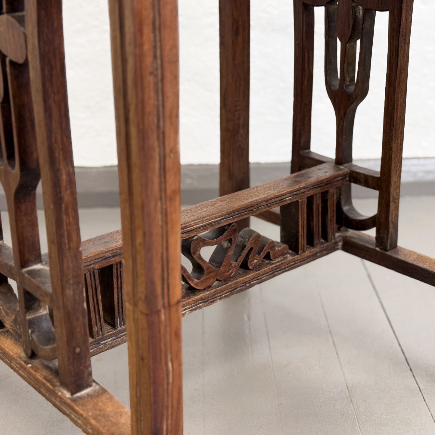 Vintage Carved Frame Teak Table