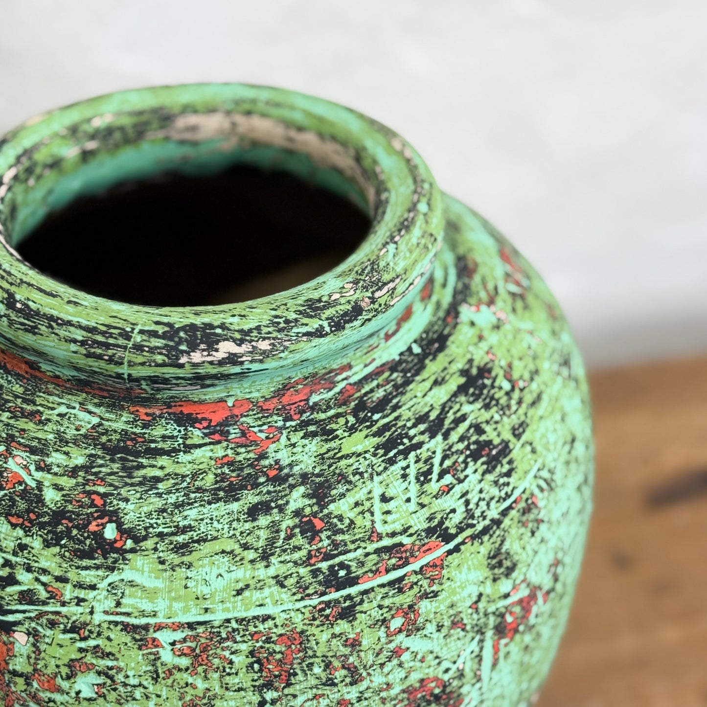Distressed Painted Pot