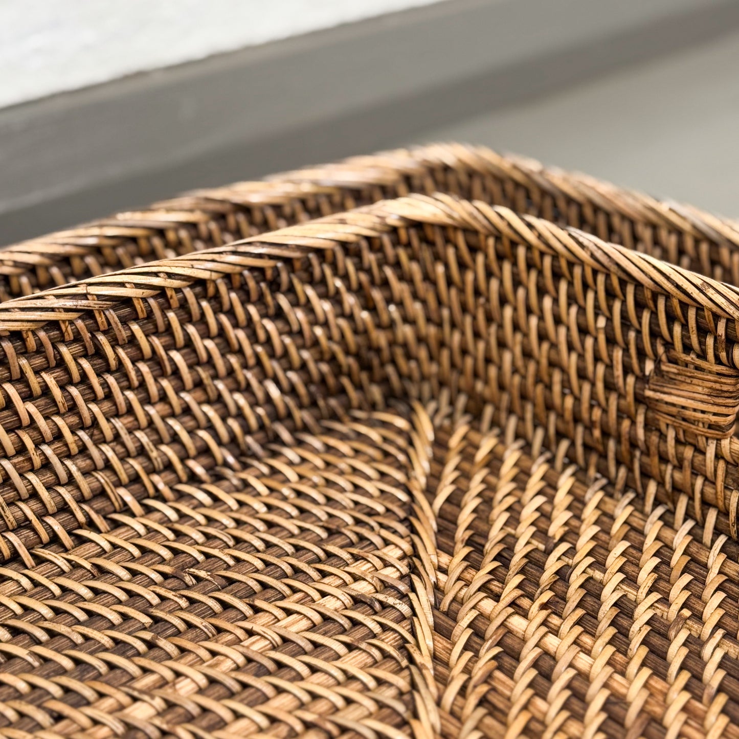 Dark Brown Rectangular Rattan Tray