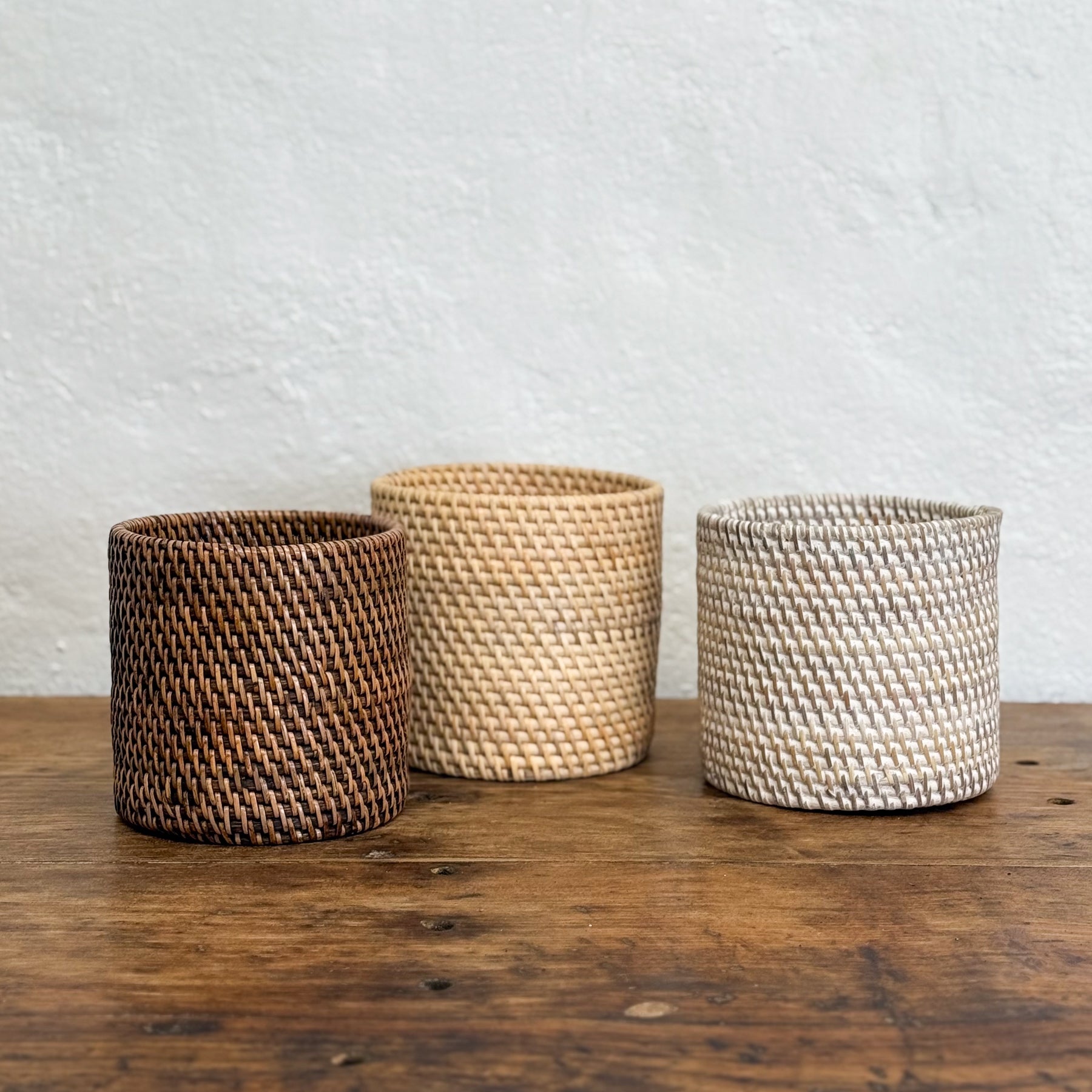 Round Rattan Container