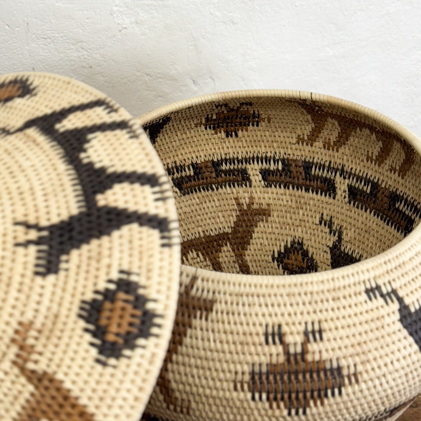 Pictorial Lidded Bali Basket