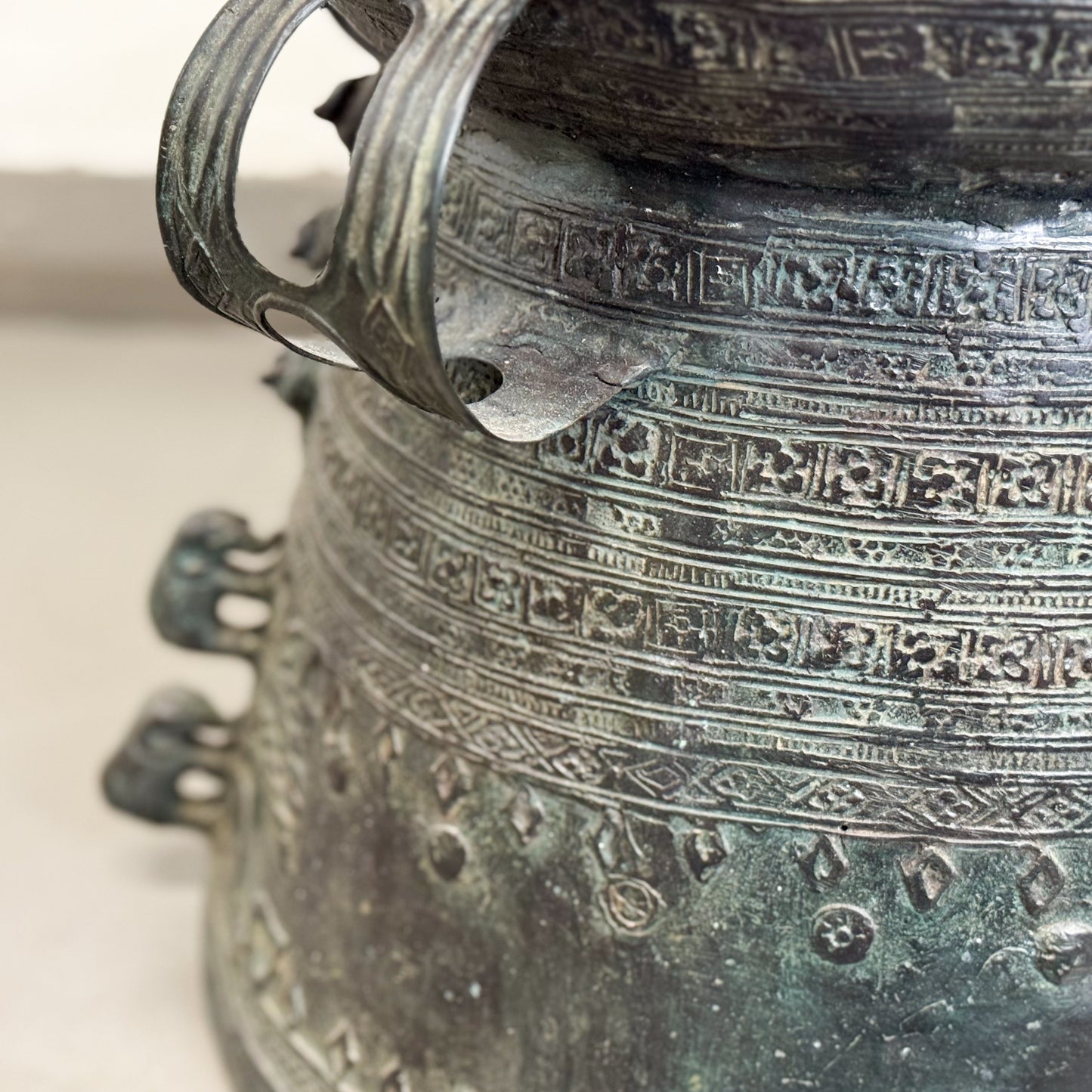 Bronze Rain Drum with Elephants