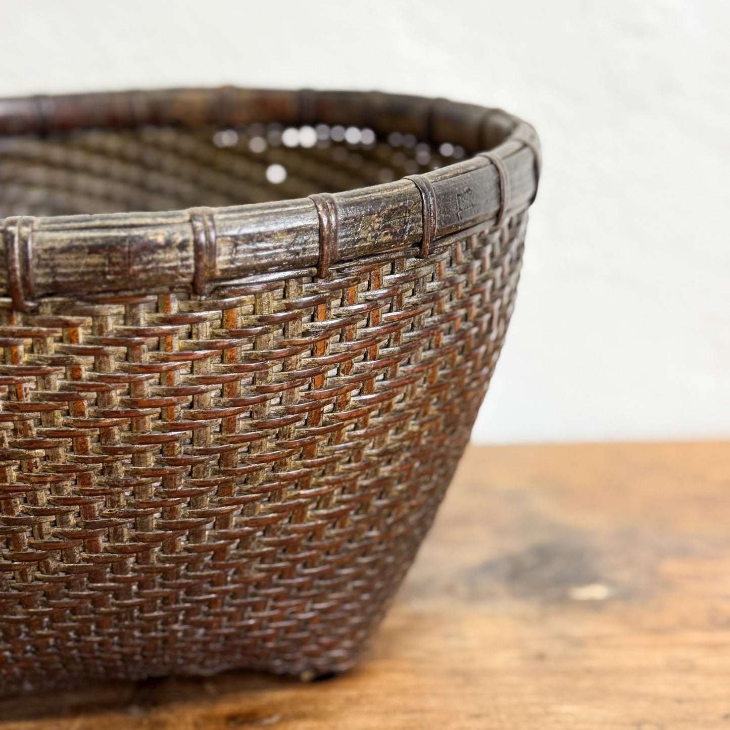 Vintage Rattan Basket Bowl II