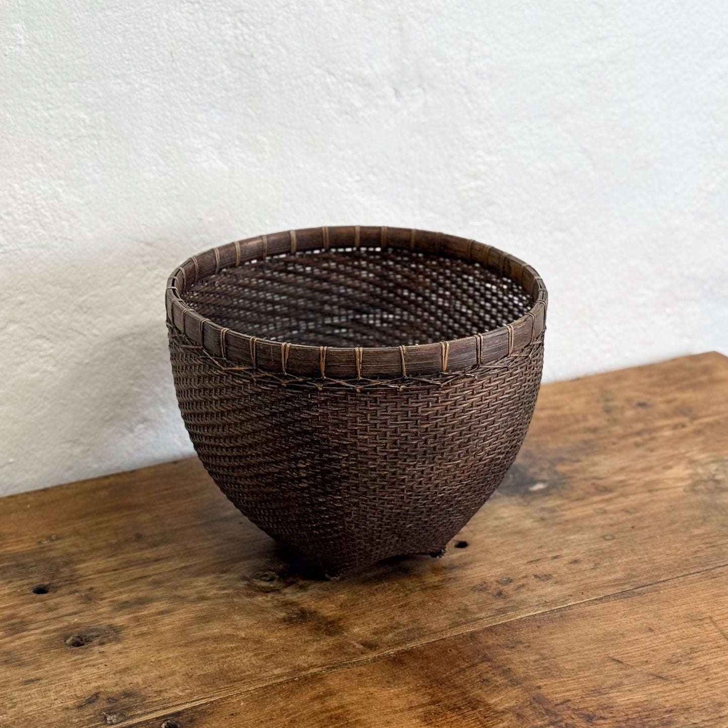 Vintage Rattan Basket Bowl III