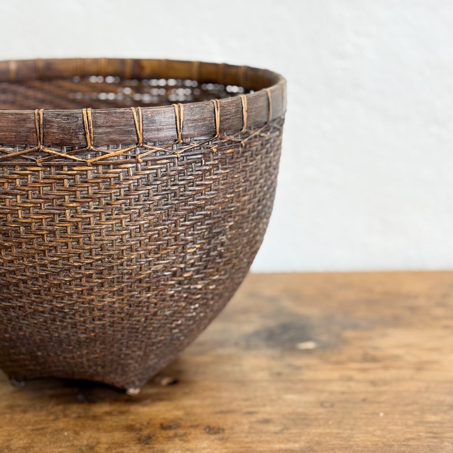 Vintage Rattan Basket Bowl III