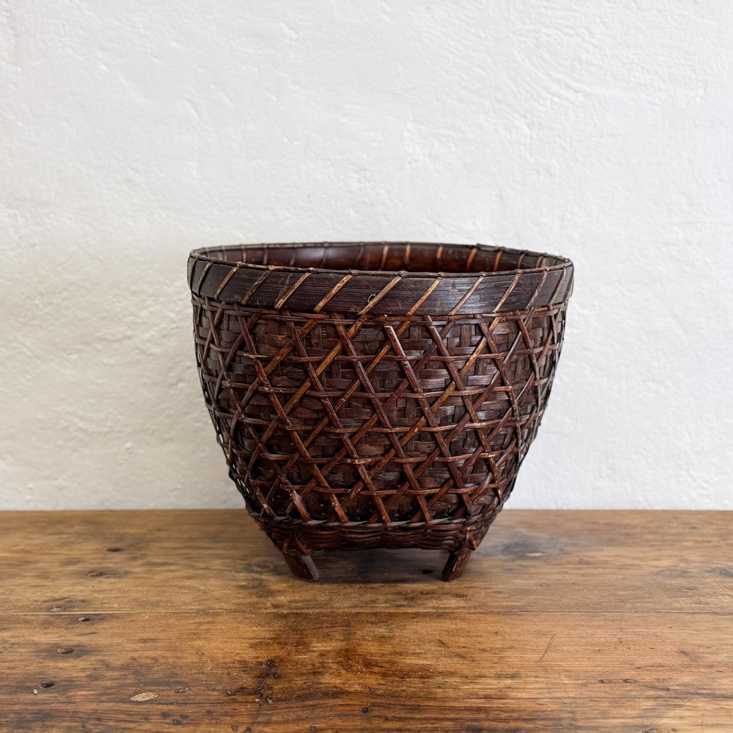 Rattan & Bamboo Footed Basket