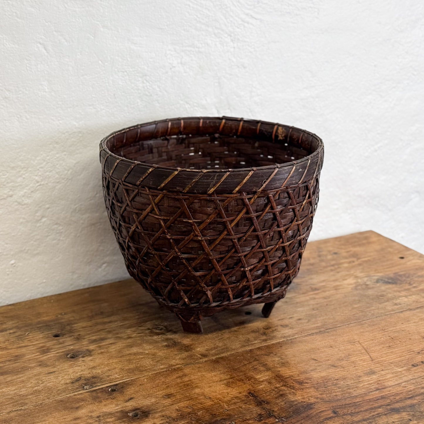 Rattan & Bamboo Footed Basket
