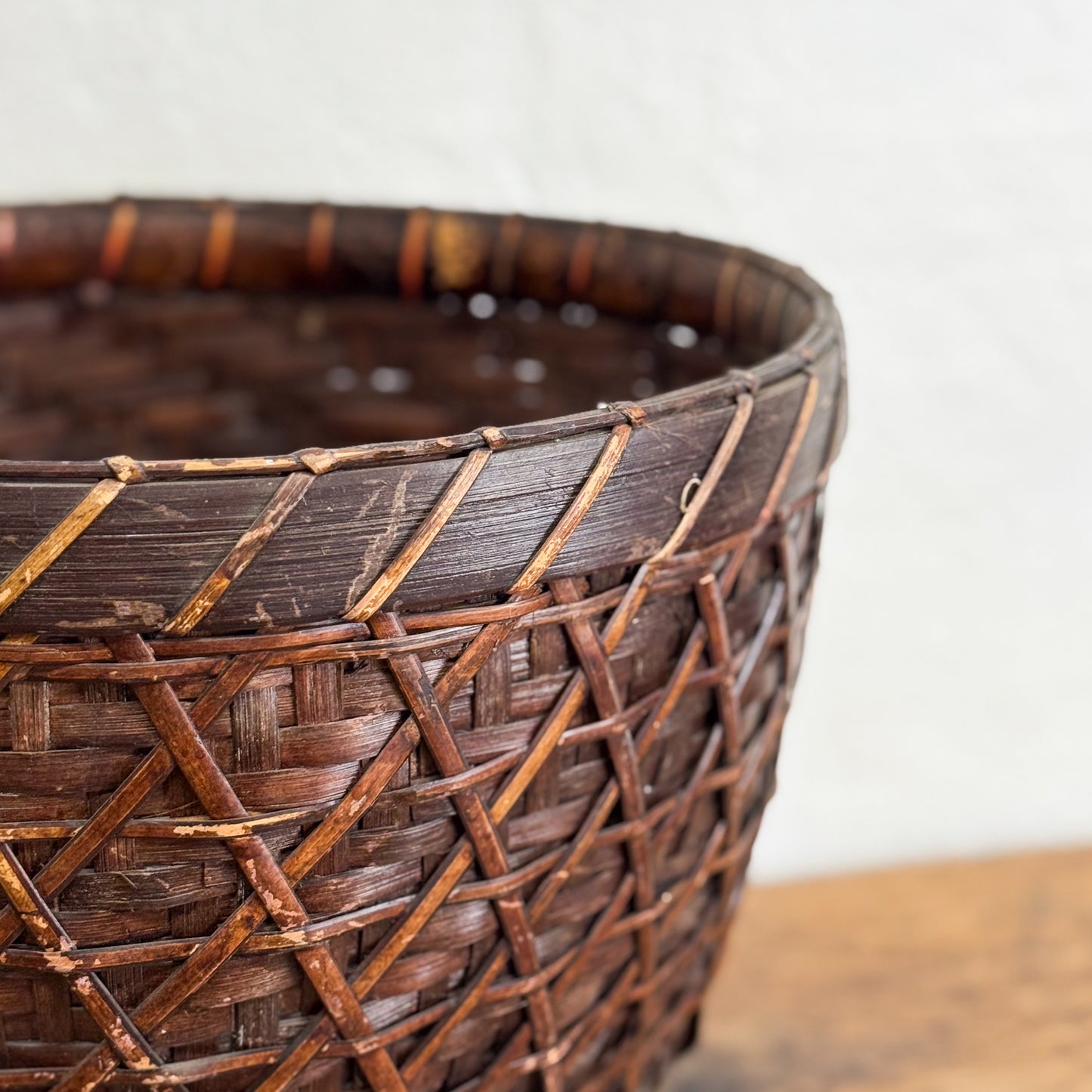 Rattan & Bamboo Footed Basket