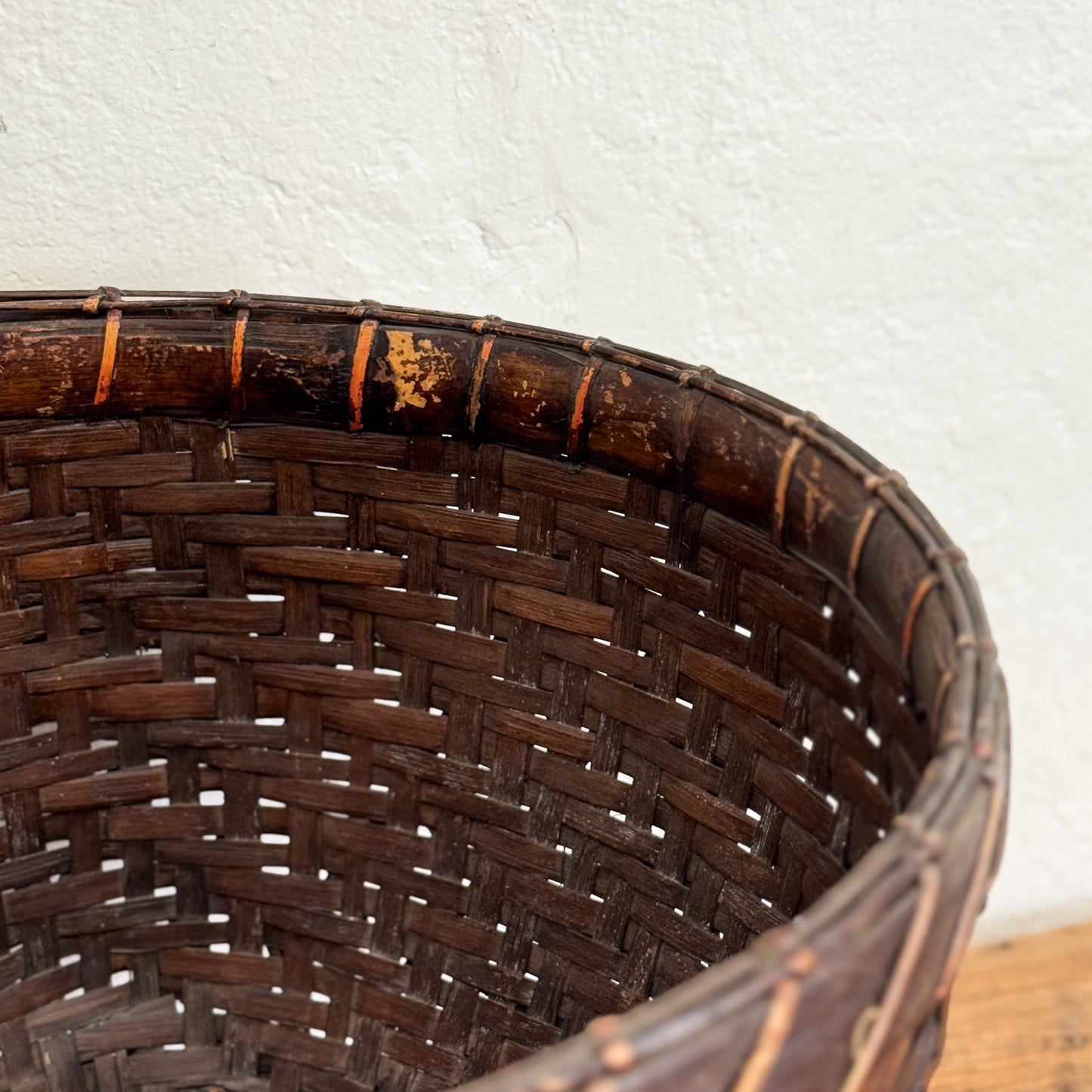 Rattan & Bamboo Footed Basket