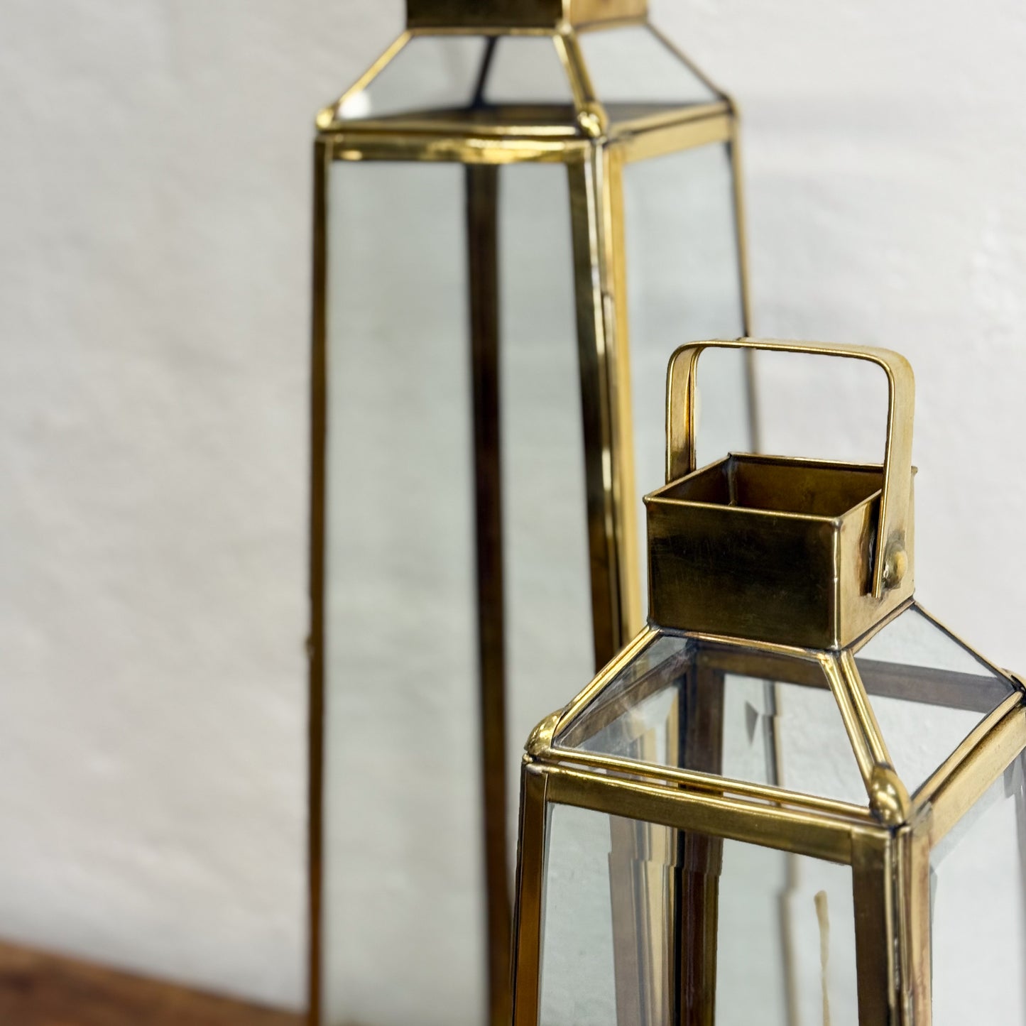 Gold and glass lanterns on a white background
