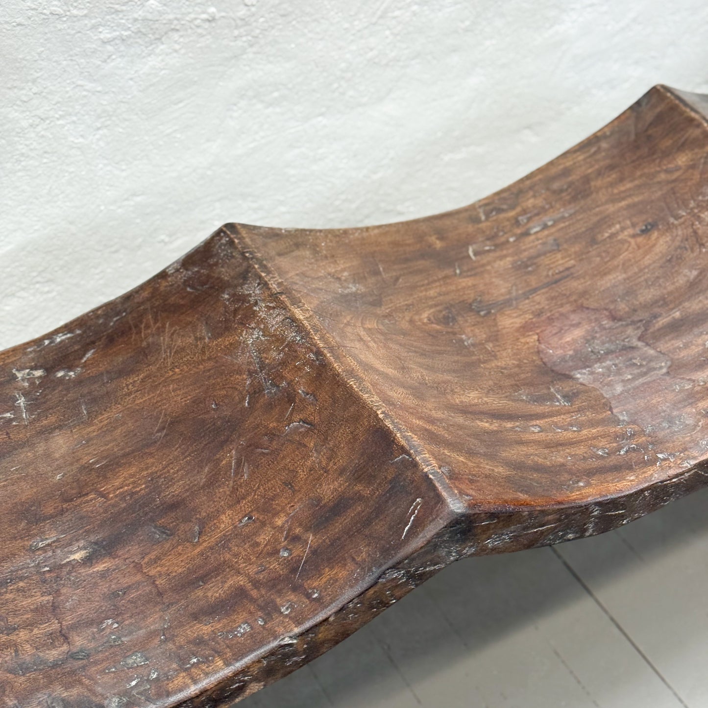 4 Seat Carved Wave Bench