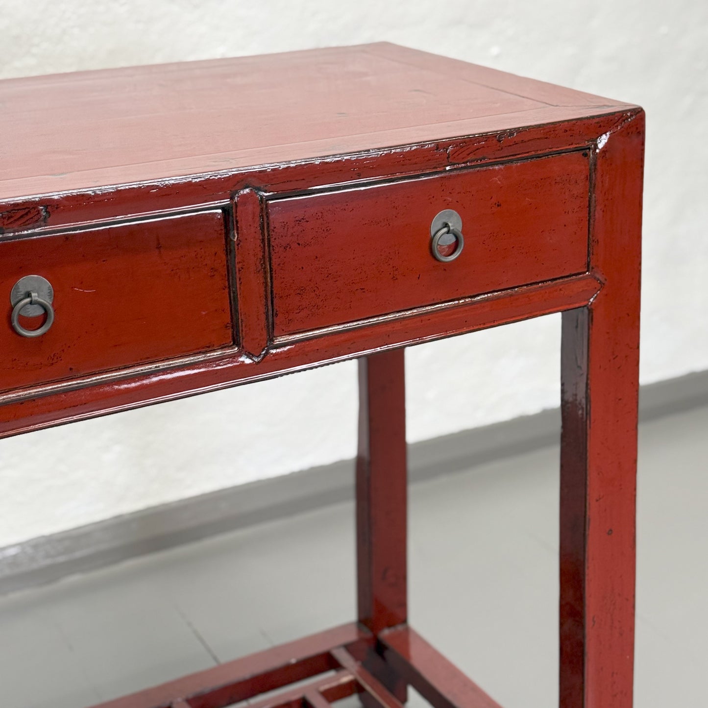 Vintage Lacquered 3 Drawer Table with Shelf