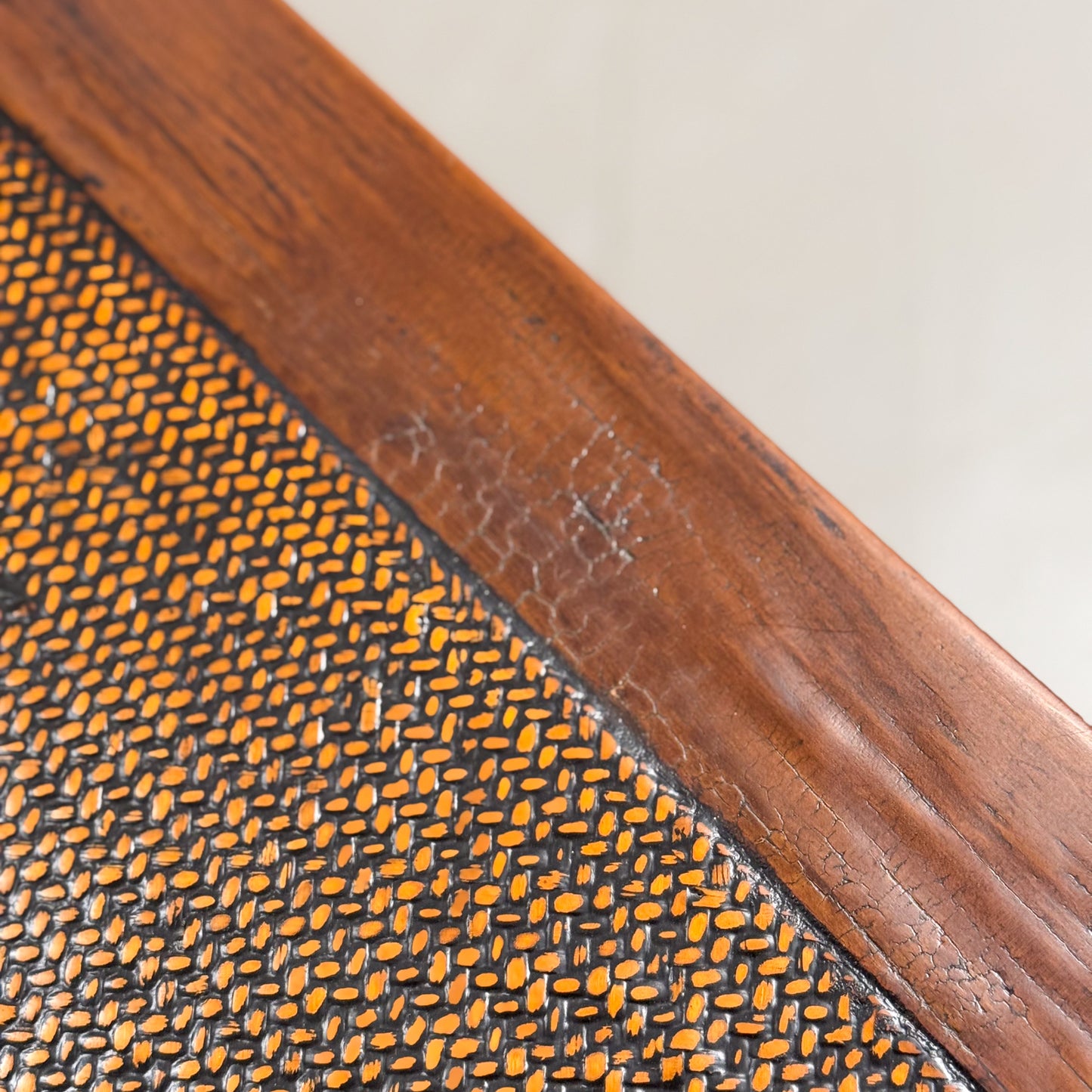 Elm Side Table with Rattan Inlay