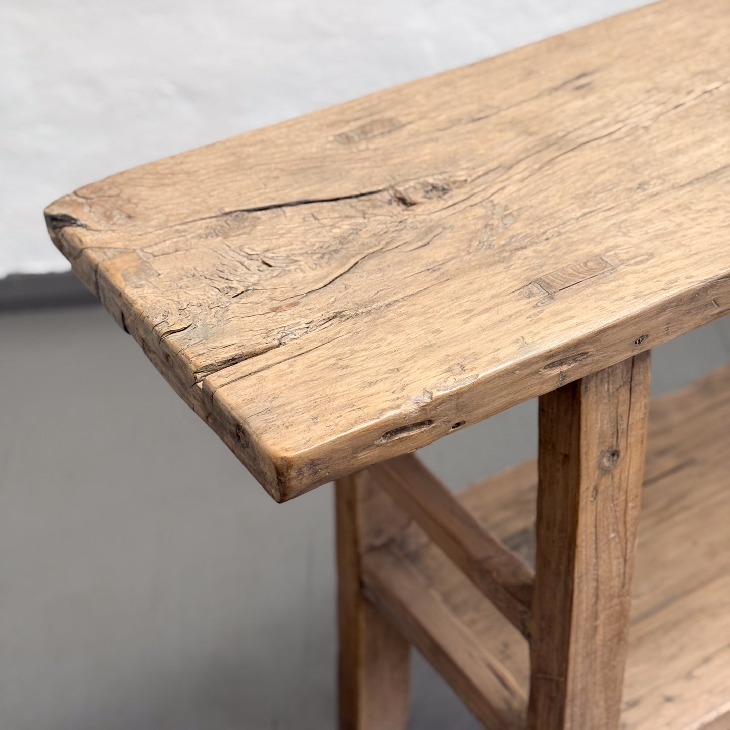 Natural Rustic Console with Shelf