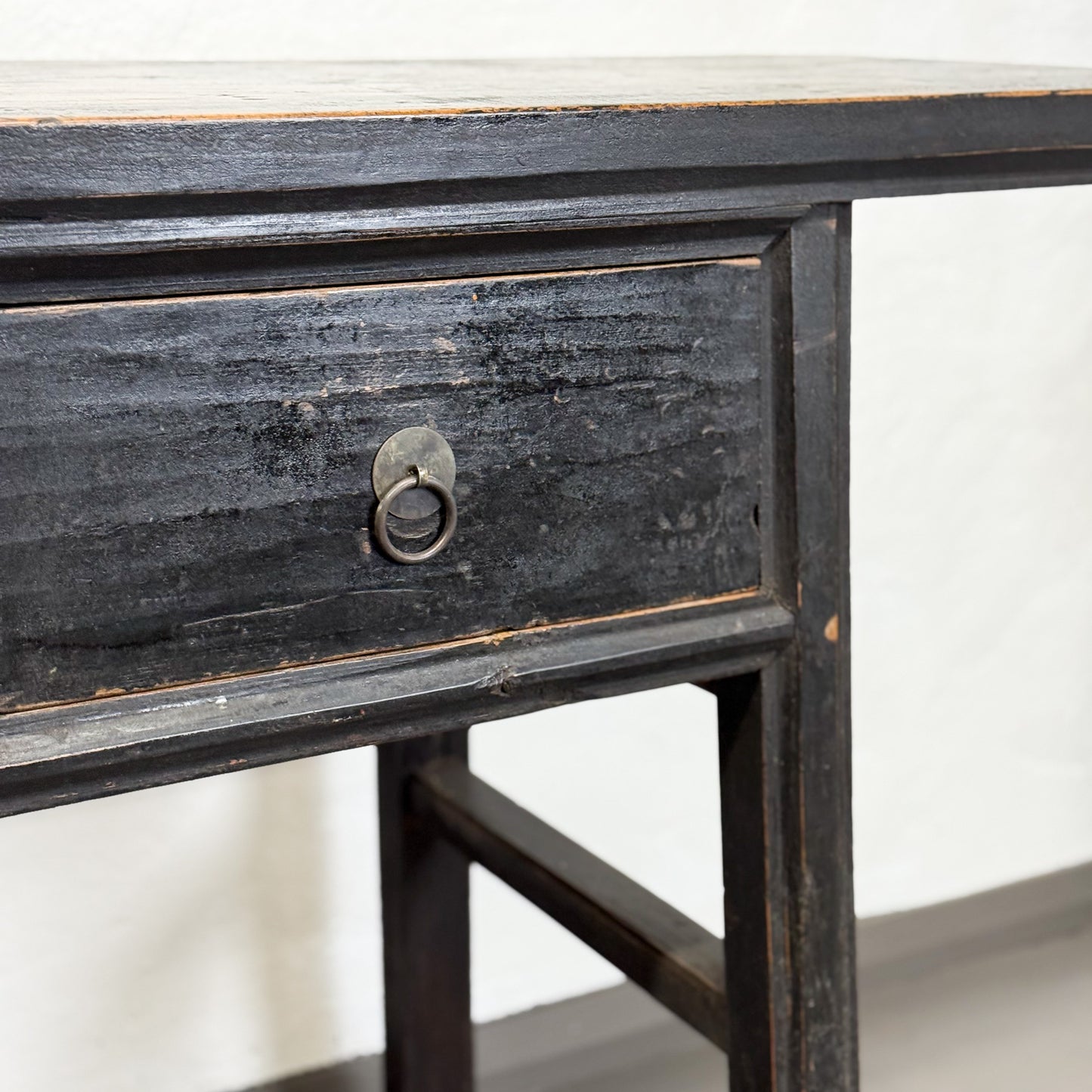Distressed 4 Drawer Elm Console Table