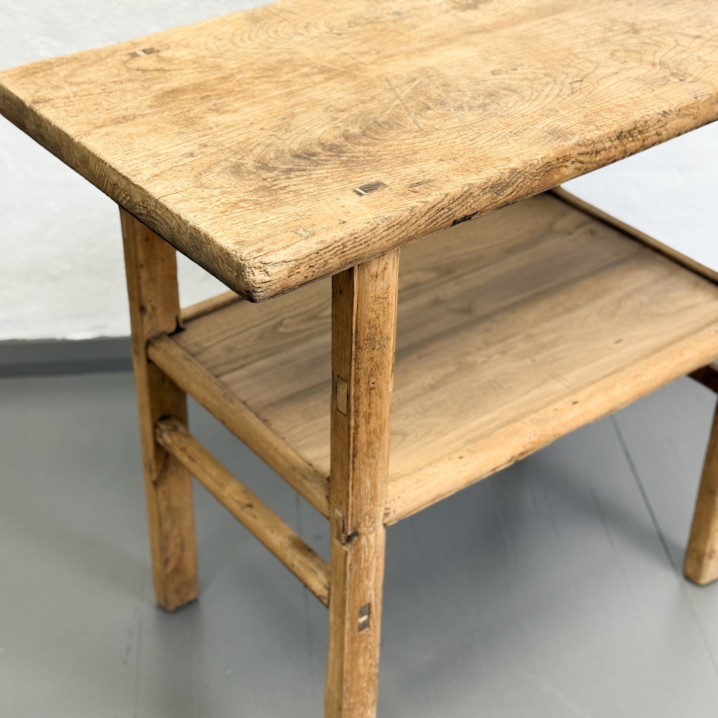 Raw Elm Table with Shelf