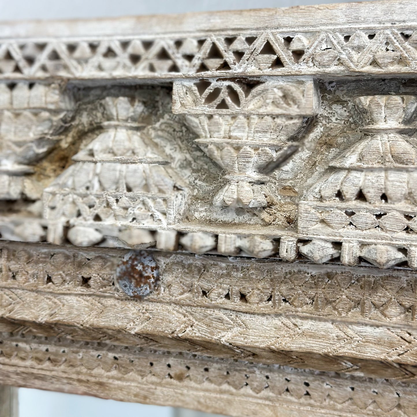 Carved Bleached Timber Mirror | Rajasthan