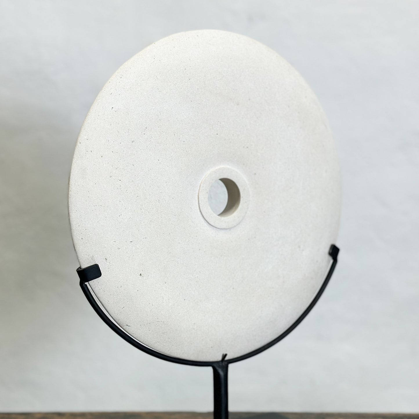 White Stone Disc on Stand