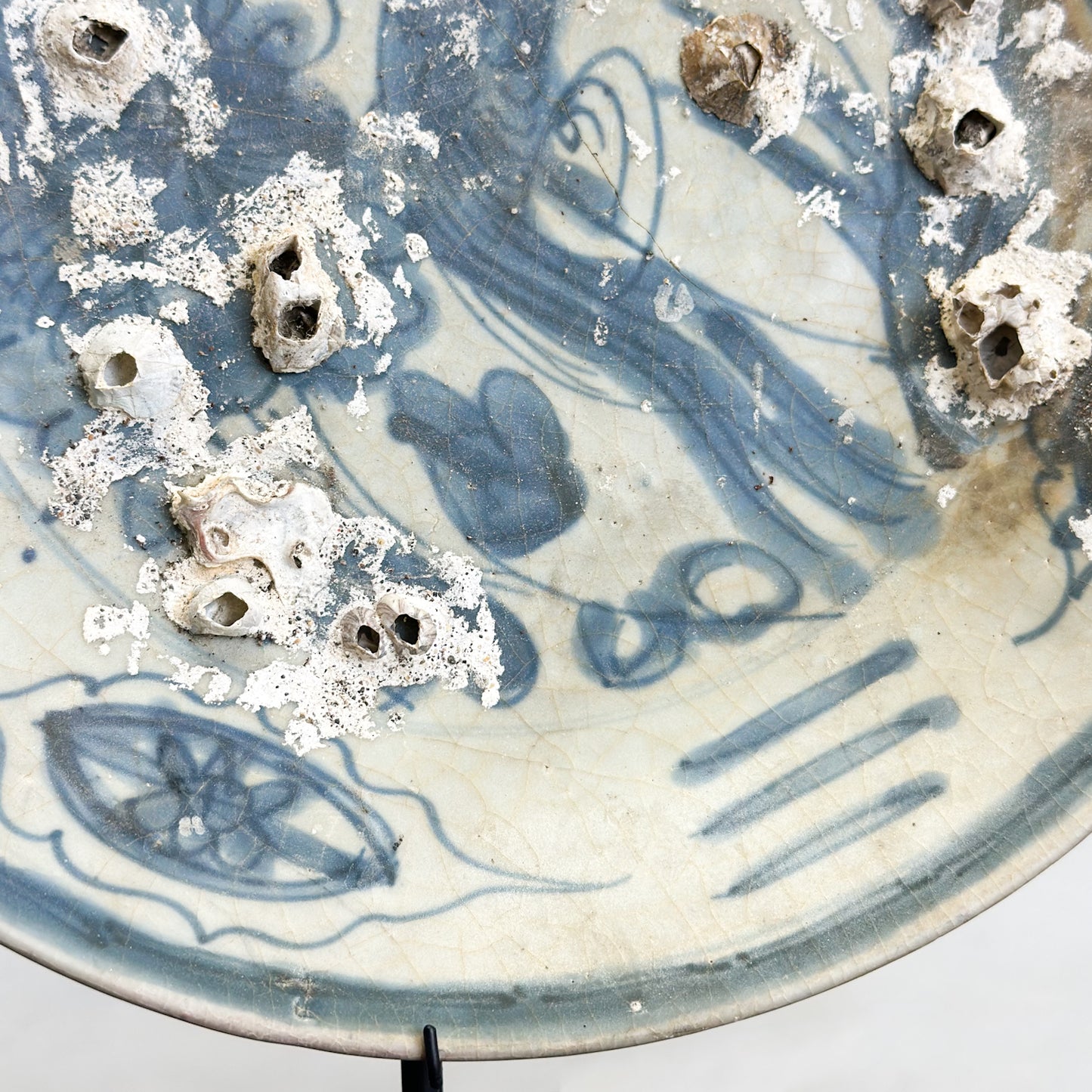 Barnacled Vintage Chinese Plate on Stand
