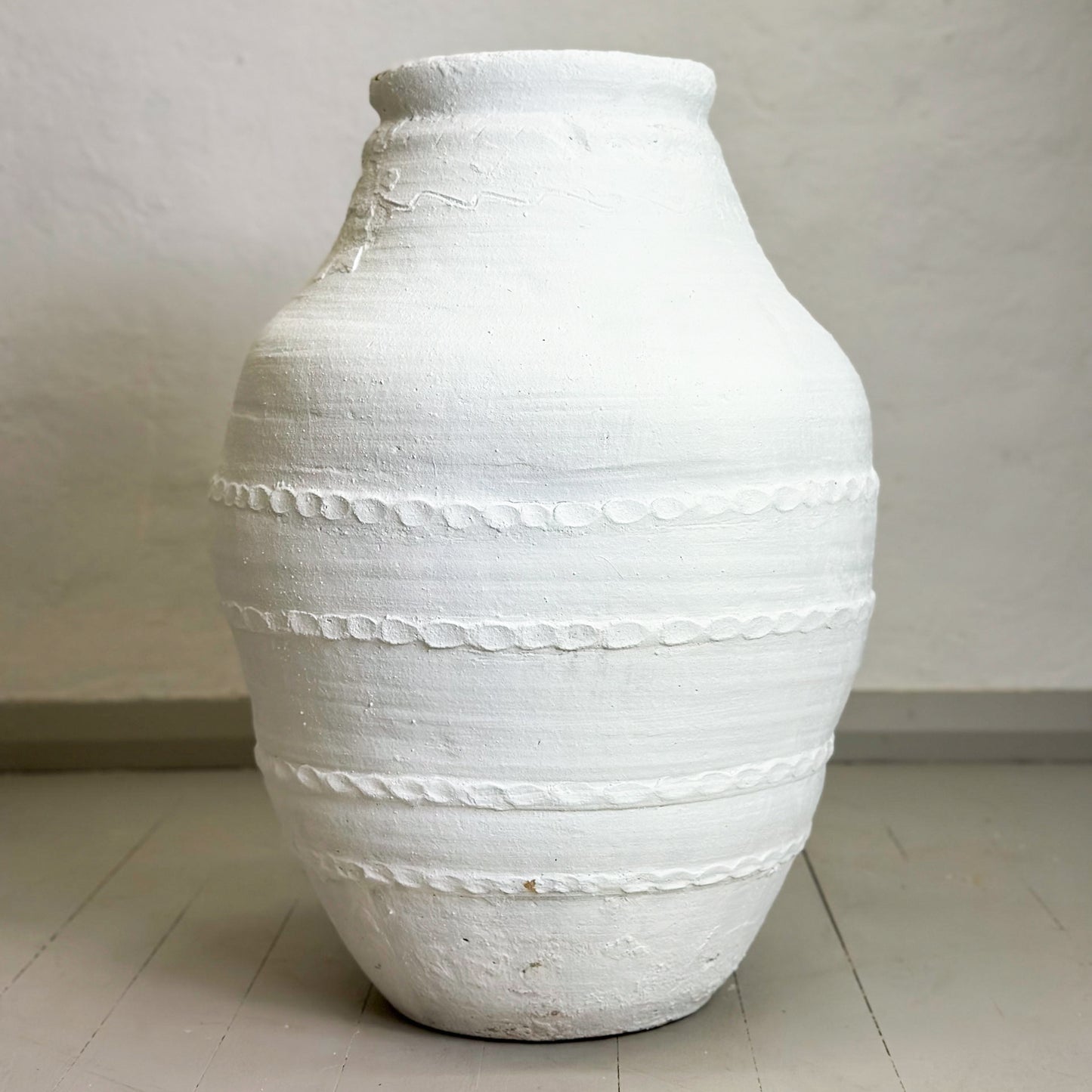 Vintage Ribbed Painted Odemis Turkish Pot