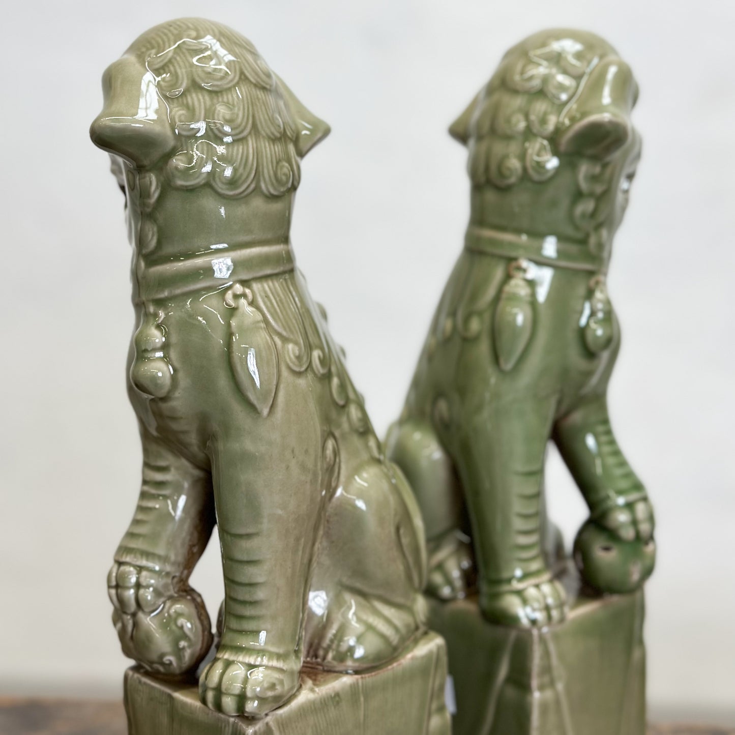 Celadon Porcelain Foo Dog Set