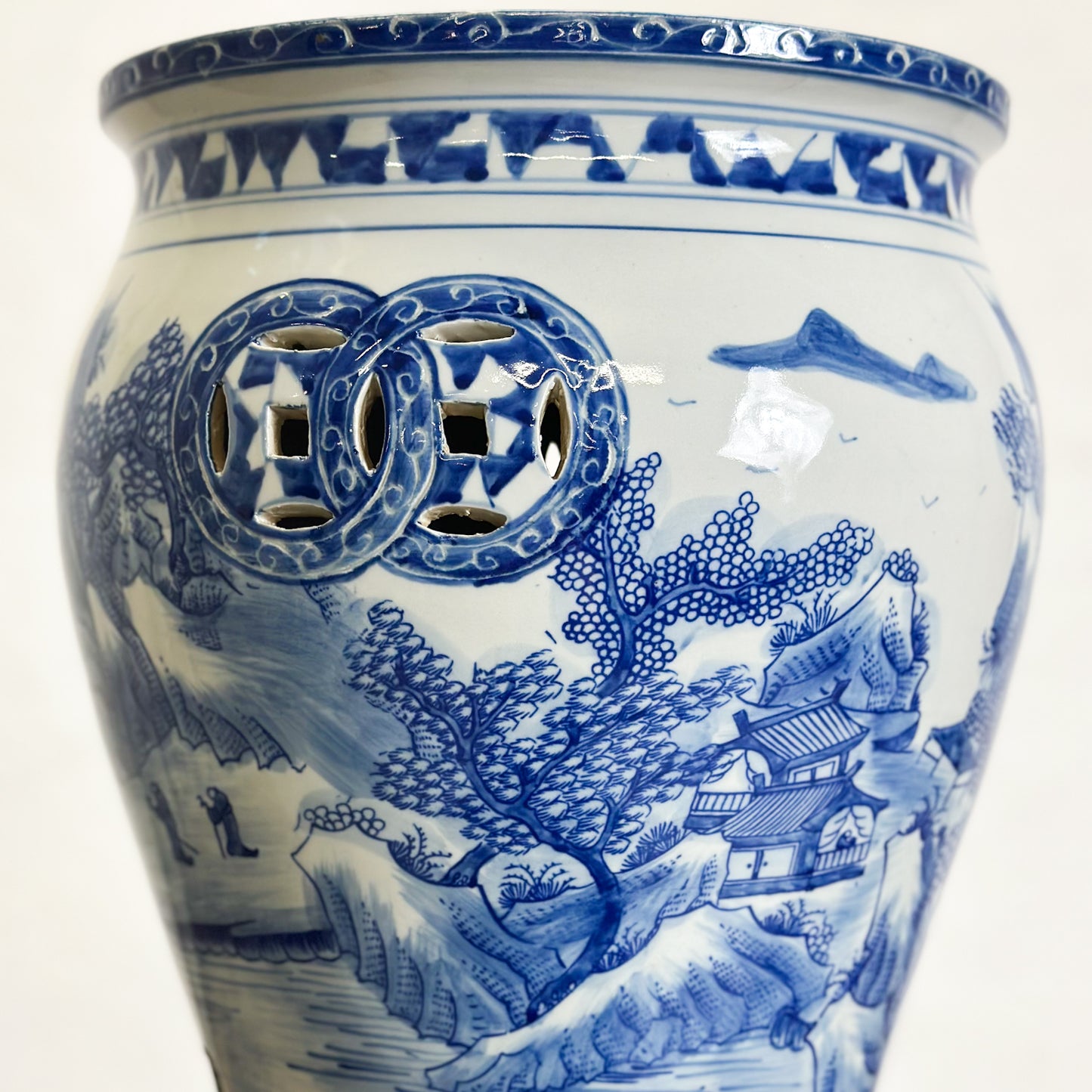 Village Scene Porcelain Stool