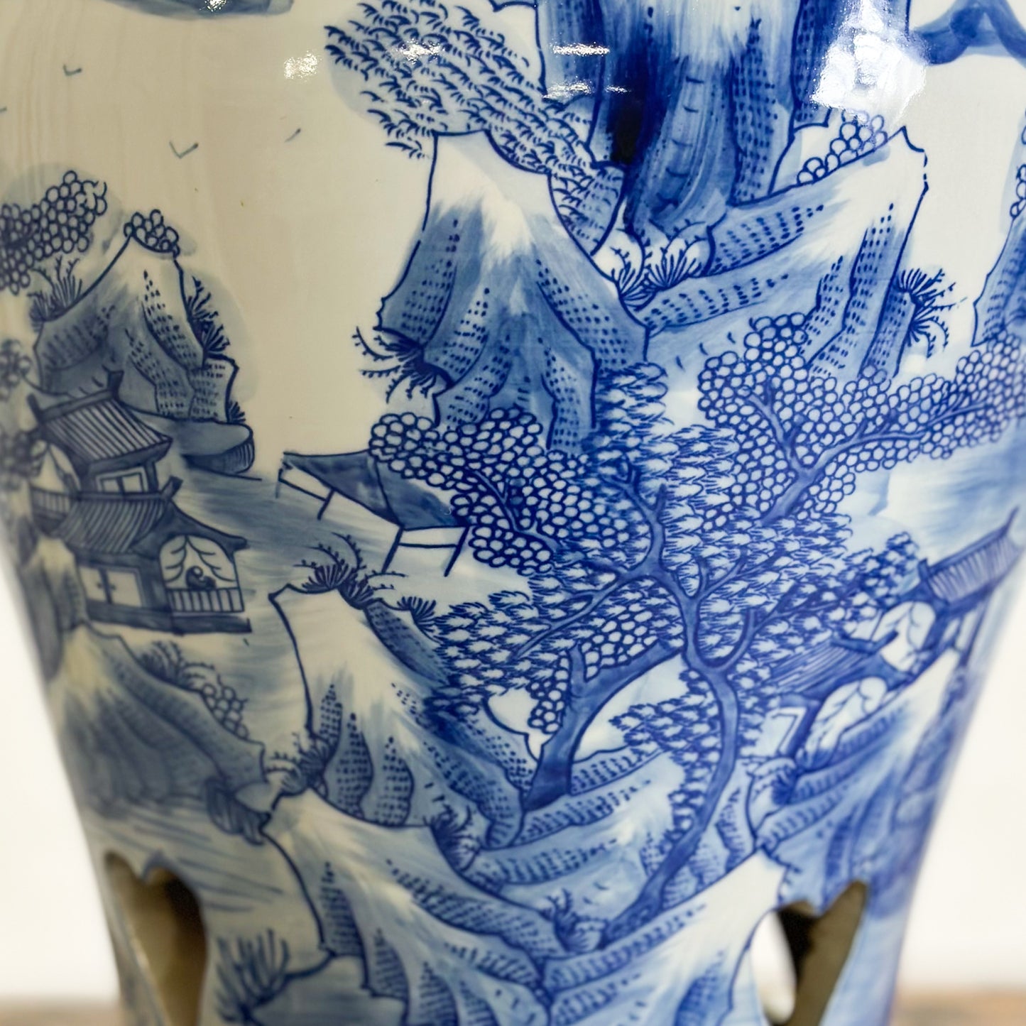 Village Scene Porcelain Stool